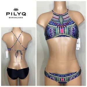 New. Pilyq multicolored bikini set. M-top/S-bottom